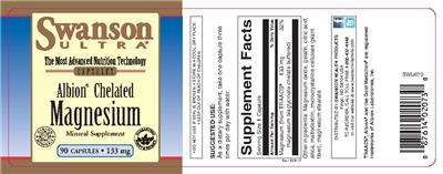 Photo of the Swanson Ultra Albion Chelated Magnesium 133 mg label