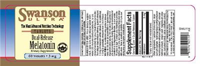 Photo of the Swanson Ultra Dual-Release Melatonin 3 mg label