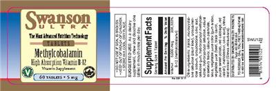 Photo of the Swanson Ultra Methylcobalamin 5 mg label