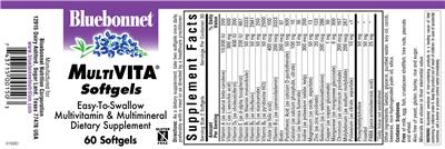 Photo of the Bluebonnet Multi Vita Softgels label