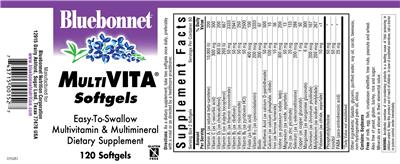 Photo of the Bluebonnet Multi Vita Softgels label