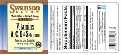 Photo of the Swanson Ultra Vitamins A, C, E & Selenium label