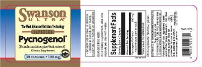Photo of the Swanson Ultra Pycnogenol 100 mg label