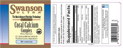Photo of the Swanson Ultra Coral Calcium Complex label