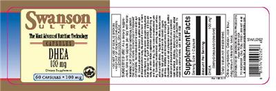 Photo of the Swanson Ultra DHEA 100 mg label