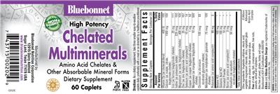 Photo of the Bluebonnet High Potency Chelated Multiminerals label