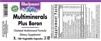 Photo of the Bluebonnet Multminerals Plus Boron label