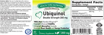 Photo of the Health Thru Nutrition Naturally Ubiquinol 200 mg label