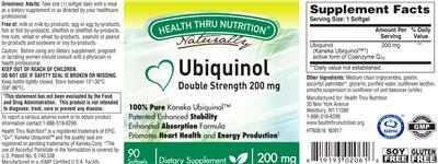 Photo of the Health Thru Nutrition Naturally Ubiquinol 200 mg label