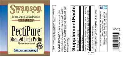 Photo of the Swanson Ultra PectiPure label