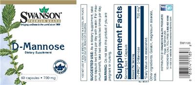 Photo of the Swanson Premium Brand D-Mannose 700 mg label