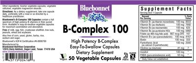 Photo of the Bluebonnet B-Complex 100 label