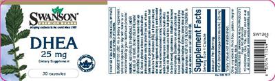 Photo of the Swanson Premium Brand DHEA 25 mg label