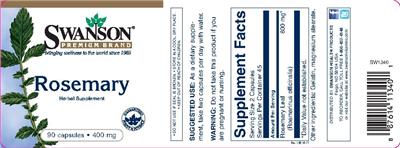 Photo of the Swanson Premium Brand Rosemary 400 mg label