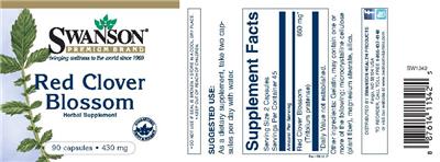 Photo of the Swanson Premium Brand Red Clover Blossom 430 mg label