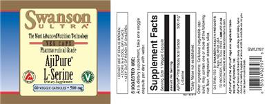 Photo of the Swanson Ultra Pharmaceutical Grade AjiPure L-Serine 500 mg label