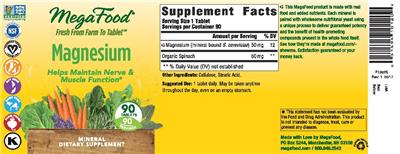 Photo of the MegaFood Magnesium label