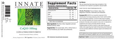 Photo of the Innate Response Formulas CoQ10 100 mg label