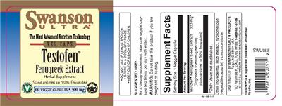 Product label for Testofen Fenugreek Extract 300 mg