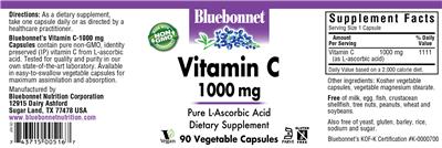Photo of the Bluebonnet Vitamin C 1000 mg label