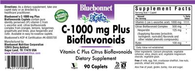 Photo of the Bluebonnet C-1000 mg Plus Bioflavonoids label