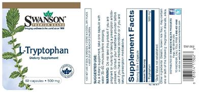 Photo of the Swanson Premium Brand L-Tryptophan 500 mg label