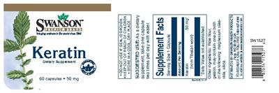 Photo of the Swanson Premium Brand Keratin 50 mg label