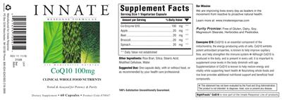 Photo of the Innate Response Formulas CoQ10 100 mg label