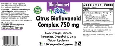 Photo of the Bluebonnet Citrus Bioflavonoid Complex 750 mg label