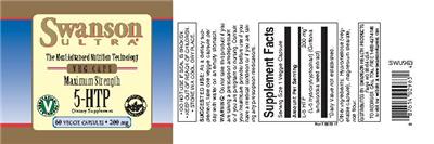 Photo of the Swanson Ultra Maximum Strength 5-HTP 200 mg label