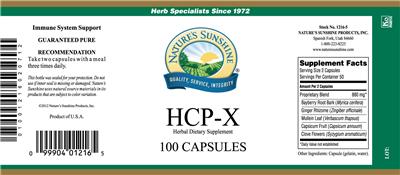 Photo of the Nature's Sunshine HCP-X label