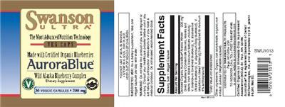 Photo of the Swanson Ultra AuroraBlue Wild Alaska Blueberry Complex 200 mg label