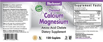 Photo of the Bluebonnet Chelated Calcium Magnesium label