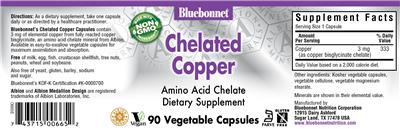 Photo of the Bluebonnet Chelated Copper label