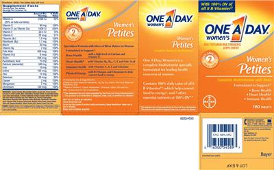 Photo of the Bayer One A Day Women's Petites label