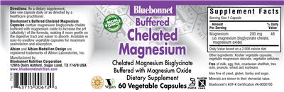 Photo of the Bluebonnet Buffered Chelated Magnesium label
