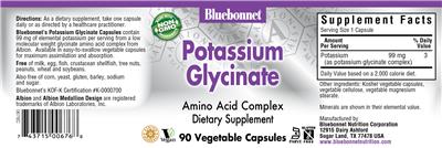 Photo of the Bluebonnet Potassium Glycinate label