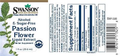 Photo of the Swanson Premium Brand Passion Flower Liquid Extract Alcohol & Sugar-Free label