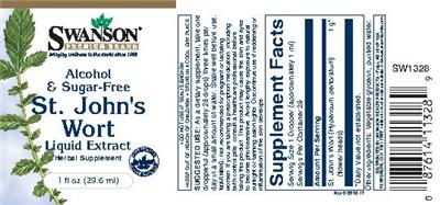 Photo of the Swanson Premium Brand St. John's Wort Liquid Extract Alcohol & Sugar-Free label