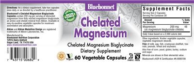Photo of the Bluebonnet Chelated Magnesium label