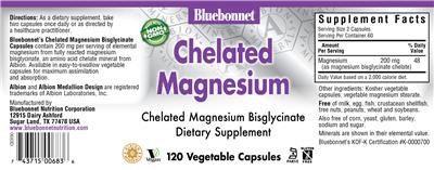 Photo of the Bluebonnet Chelated Magnesium label