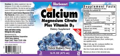 Liquid Calcium Magnesium Citrate Plus Vitamin D3 Natural Blueberry Flavor