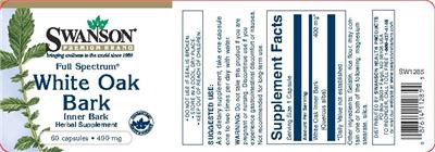 Full Spectrum White Oak Bark 400 mg