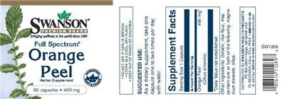 Photo of the Swanson Premium Brand Full Spectrum Orange Peel 400 mg label