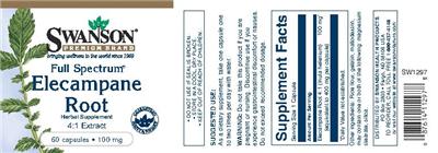 Photo of the Swanson Premium Brand Full Spectrum Elecampane Root 100 mg label