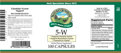 Photo of the Nature's Sunshine 5-W label