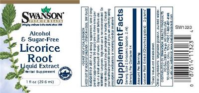 Photo of the Swanson Premium Brand Licorice Root Liquid Extract Alcohol & Sugar-Free label