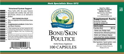 Photo of the Nature's Sunshine Bone/Skin Poultice label