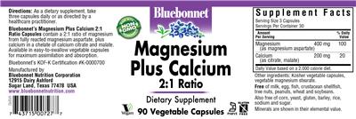 Photo of the Bluebonnet Magnesium Plus Calcium 2:1 Ratio label