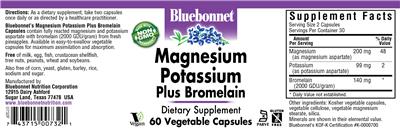 Photo of the Bluebonnet Magnesium Potassium Plus Bromelain label